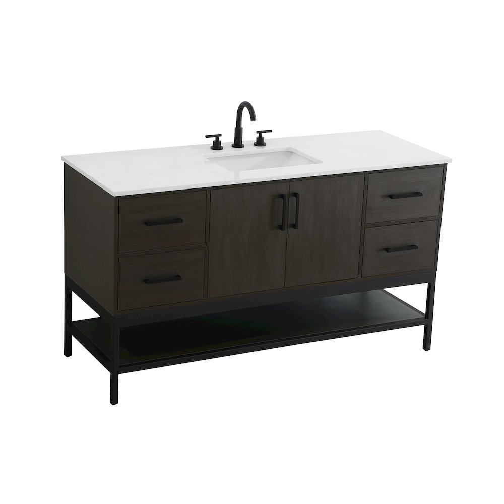 60 Inch Single Bathroom Vanity In Mocha Brown. Picture 6