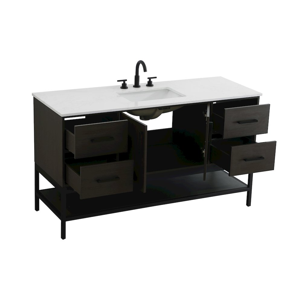 60 Inch Single Bathroom Vanity In Mocha Brown. Picture 7