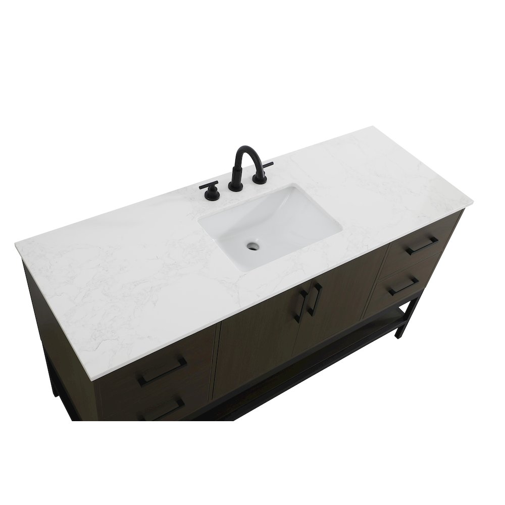 60 Inch Single Bathroom Vanity In Mocha Brown. Picture 8