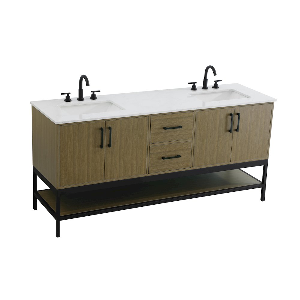 72 Inch Double Bathroom Vanity In Chestnut Brown. Picture 6