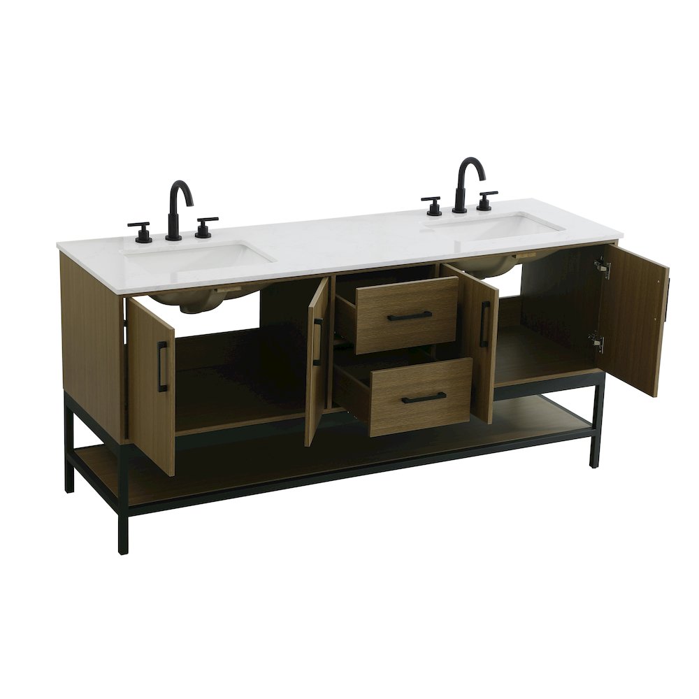 72 Inch Double Bathroom Vanity In Chestnut Brown. Picture 7