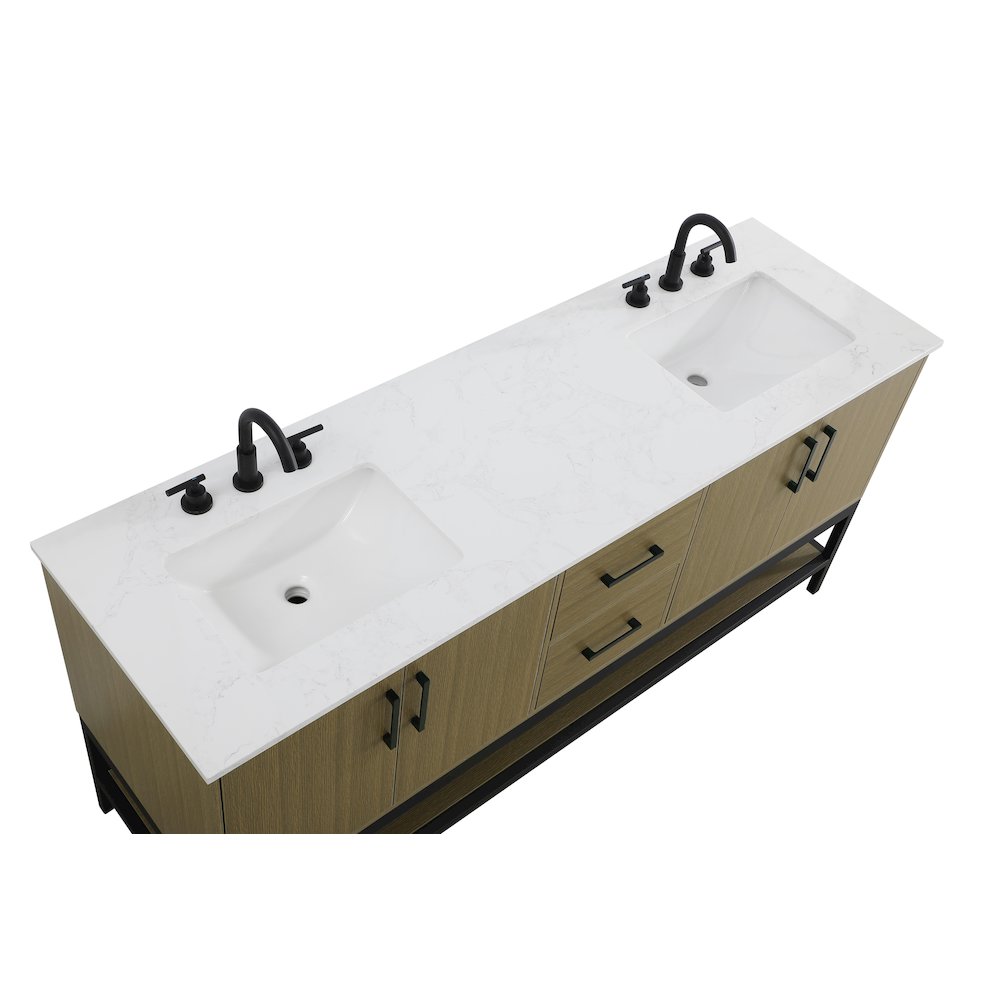 72 Inch Double Bathroom Vanity In Chestnut Brown. Picture 8