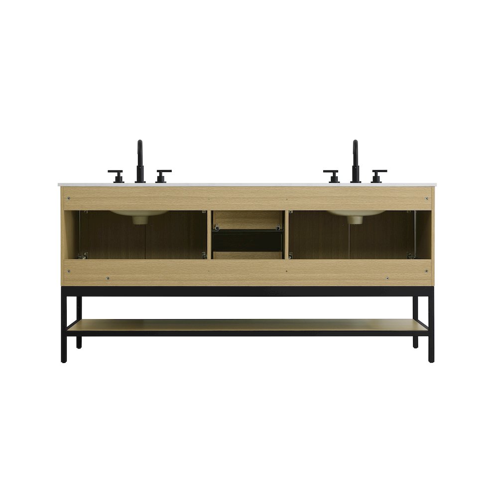 72 Inch Double Bathroom Vanity In Honey Brown. Picture 12