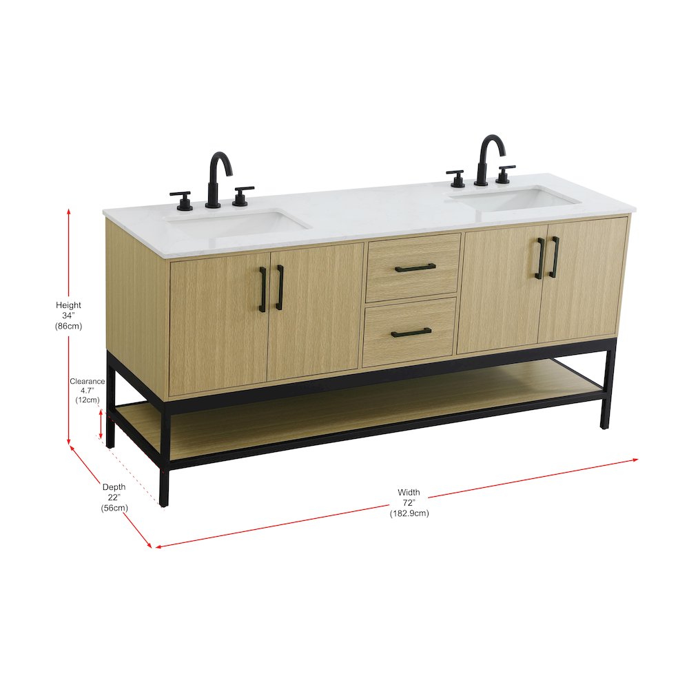 72 Inch Double Bathroom Vanity In Honey Brown. Picture 13