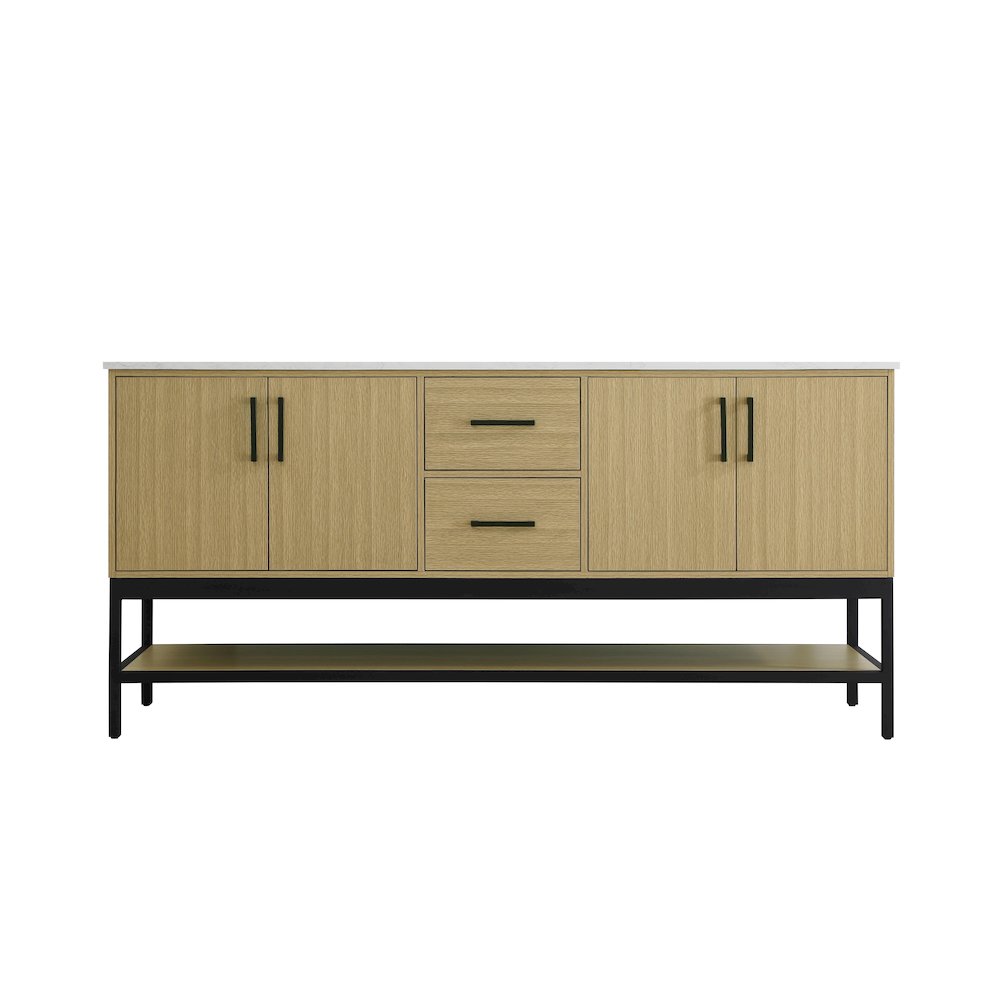 72 Inch Double Bathroom Vanity In Honey Brown. Picture 5