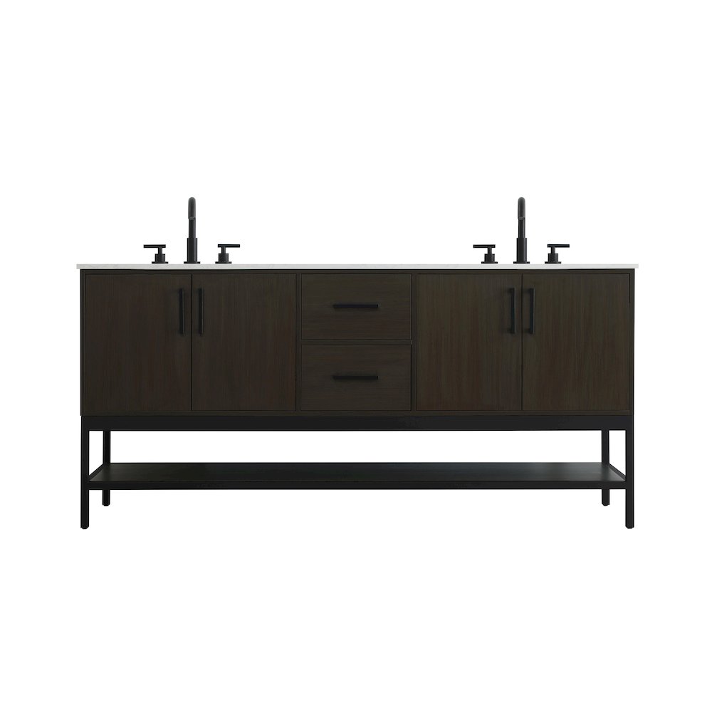 72 Inch Double Bathroom Vanity In Mocha Brown. Picture 1