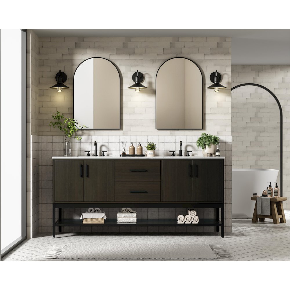 72 Inch Double Bathroom Vanity In Mocha Brown. Picture 4