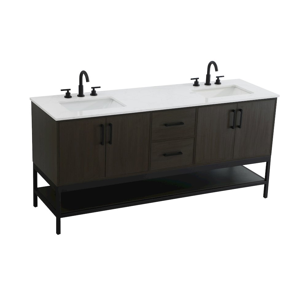 72 Inch Double Bathroom Vanity In Mocha Brown. Picture 6