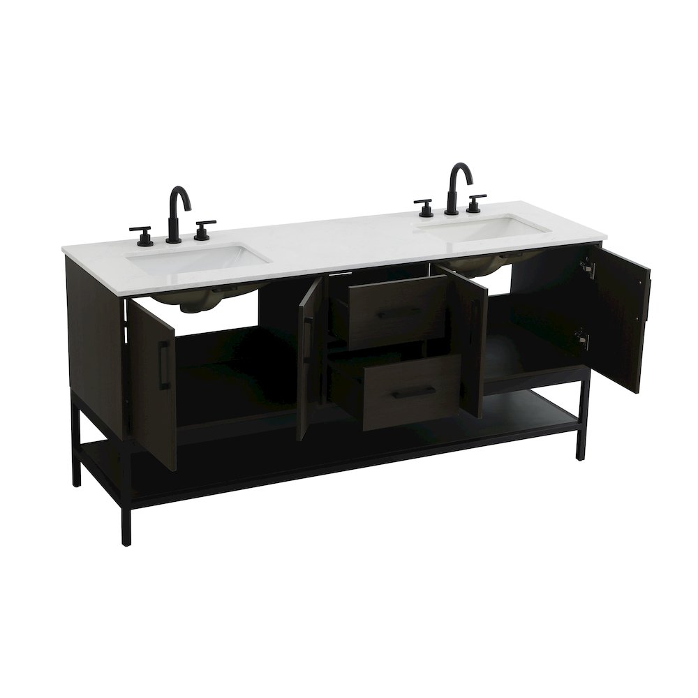 72 Inch Double Bathroom Vanity In Mocha Brown. Picture 7