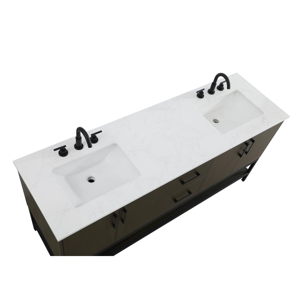 72 Inch Double Bathroom Vanity In Mocha Brown. Picture 8