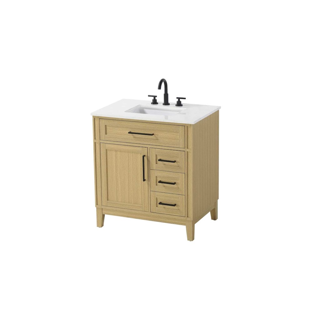 32 inch Single Bathroom Vanity in Honey Brown. Picture 1