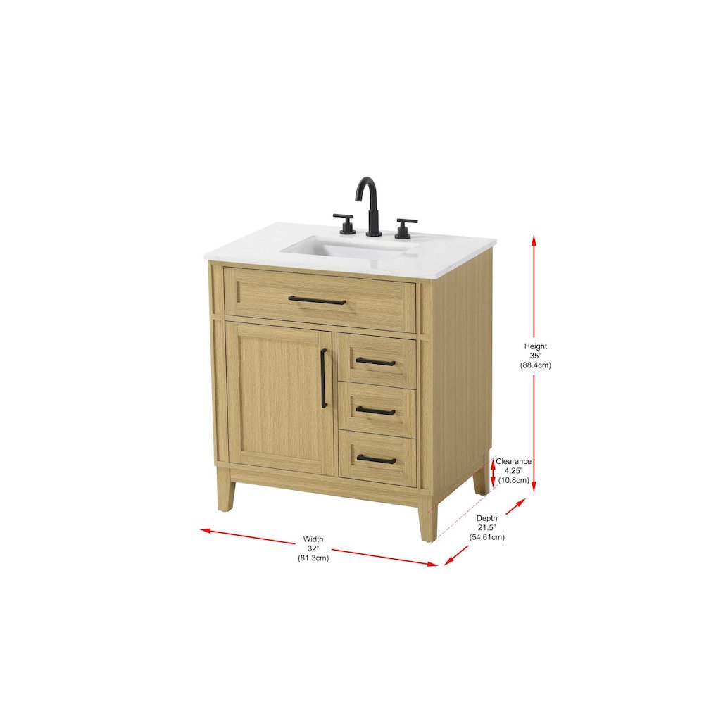 32 inch Single Bathroom Vanity in Honey Brown. Picture 8