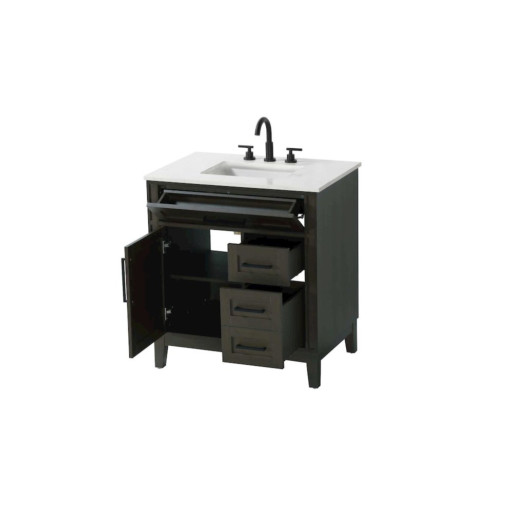 32 inch Single Bathroom Vanity in Mocha Brown. Picture 2