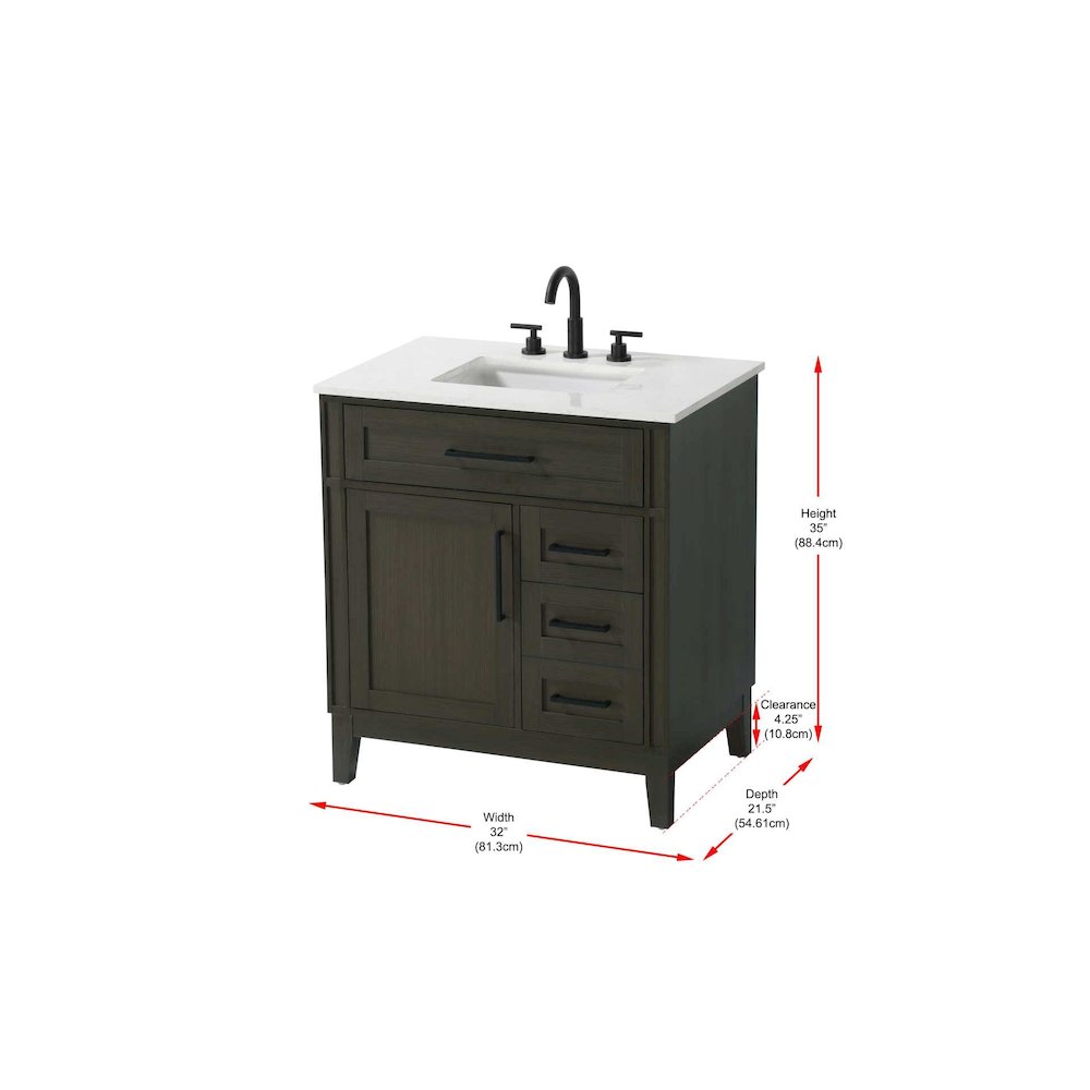 32 inch Single Bathroom Vanity in Mocha Brown. Picture 8