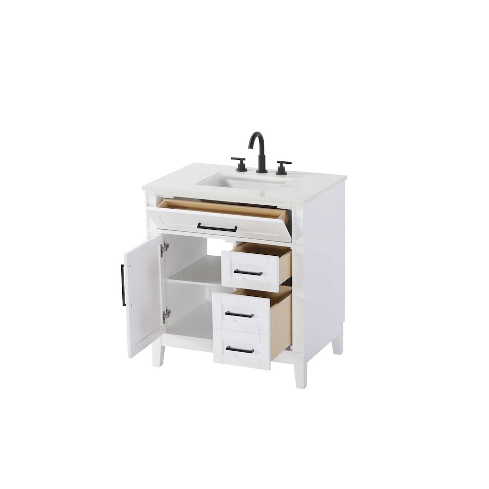 32 inch Single Bathroom Vanity in Honey White. Picture 2