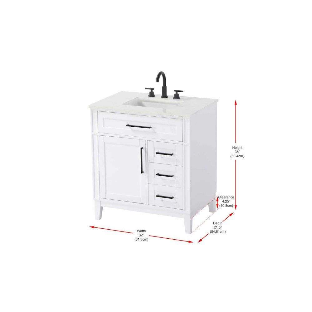 32 inch Single Bathroom Vanity in Honey White. Picture 8