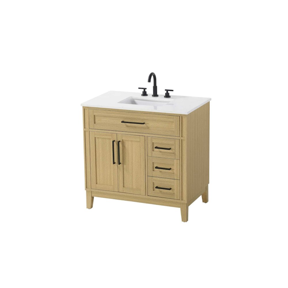 36 inch Single Bathroom Vanity in Honey Brown. Picture 1