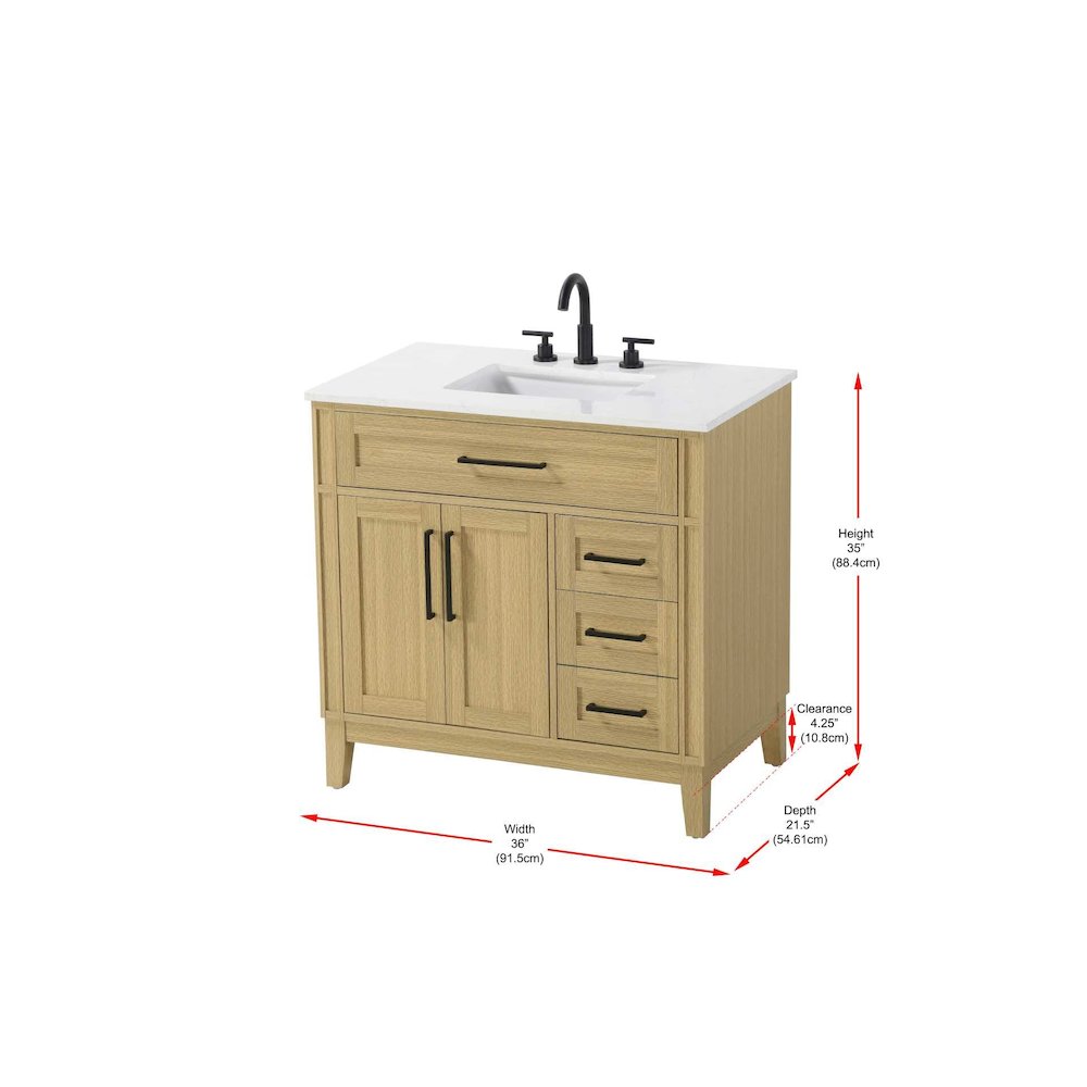 36 inch Single Bathroom Vanity in Honey Brown. Picture 8