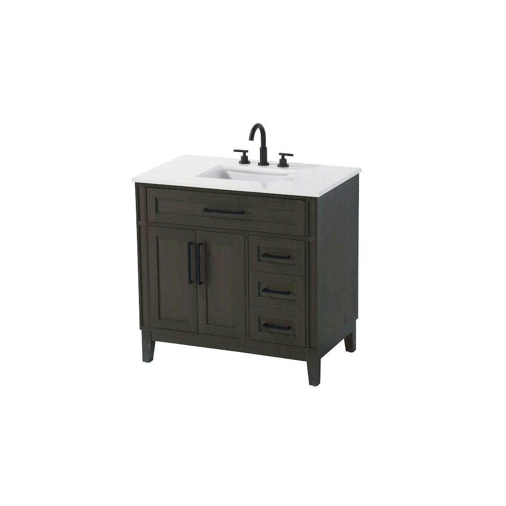 36 inch Single Bathroom Vanity in Mocha Brown. Picture 1
