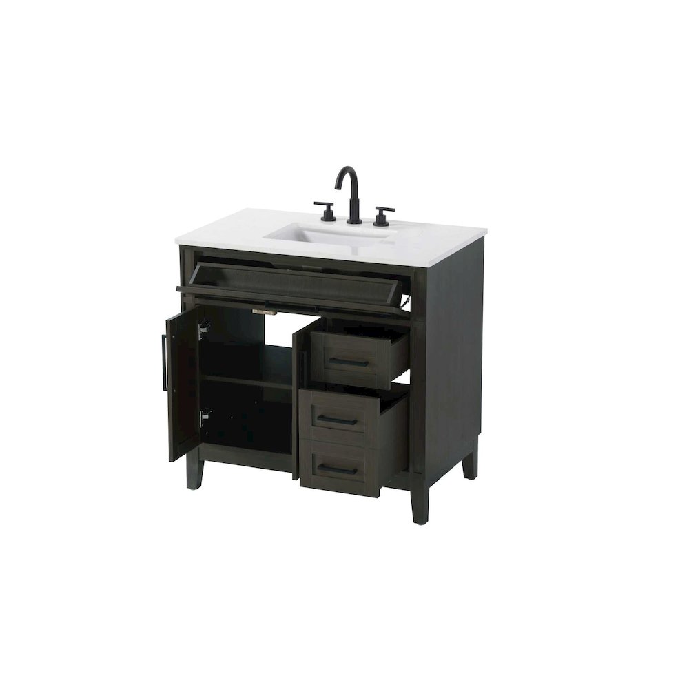 36 inch Single Bathroom Vanity in Mocha Brown. Picture 2