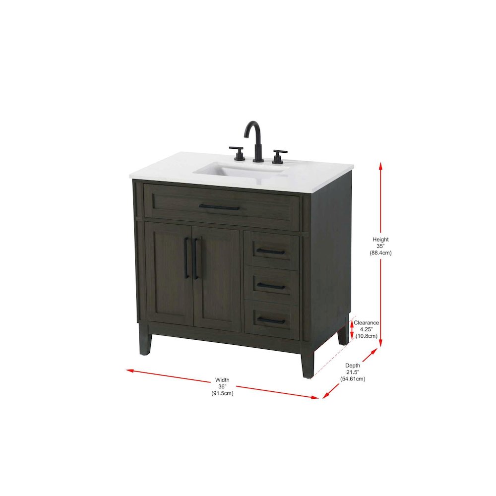 36 inch Single Bathroom Vanity in Mocha Brown. Picture 8