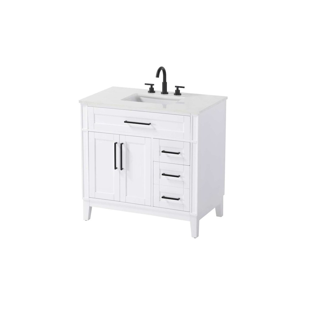 36 inch Single Bathroom Vanity in Honey White. Picture 1