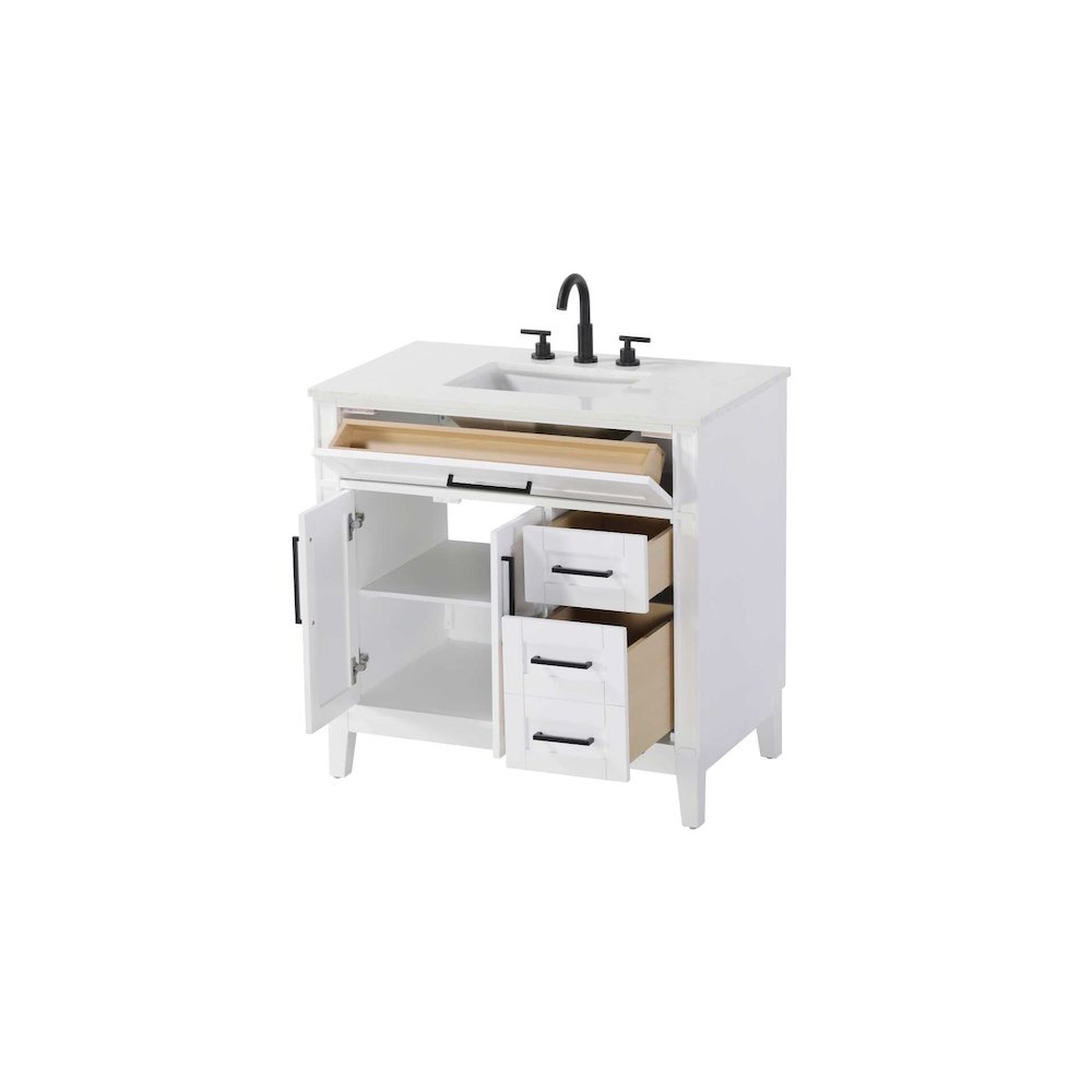 36 inch Single Bathroom Vanity in Honey White. Picture 2