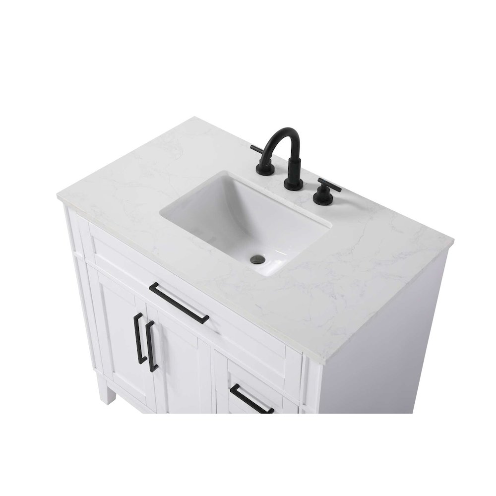 36 inch Single Bathroom Vanity in Honey White. Picture 3