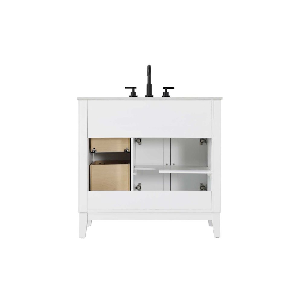 36 inch Single Bathroom Vanity in Honey White. Picture 7