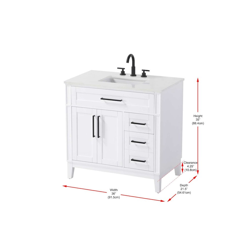 36 inch Single Bathroom Vanity in Honey White. Picture 8