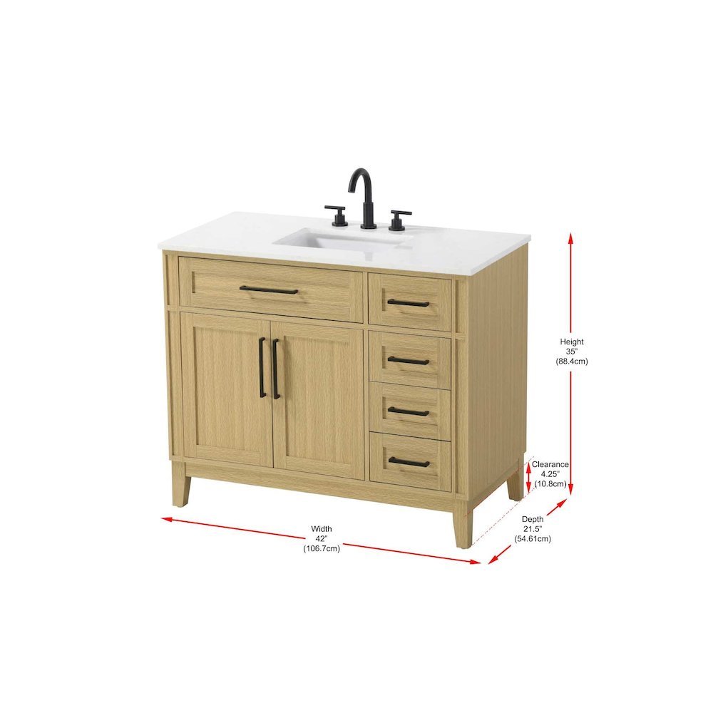 42 inch Single Bathroom Vanity in Honey Brown. Picture 8