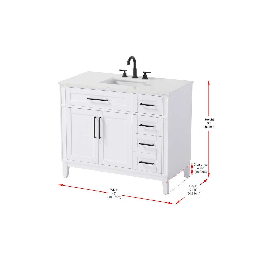 42 inch Single Bathroom Vanity in Honey White. Picture 8