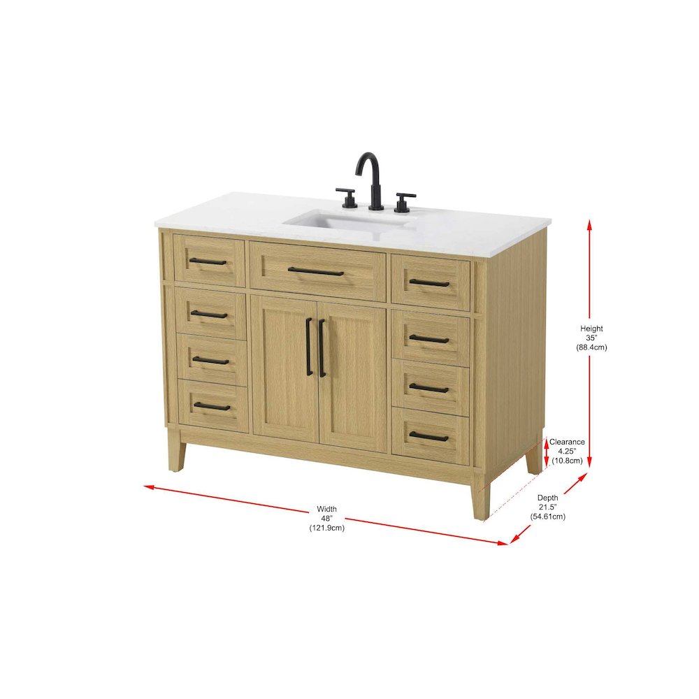 48 inch Single Bathroom Vanity in Honey Brown. Picture 8