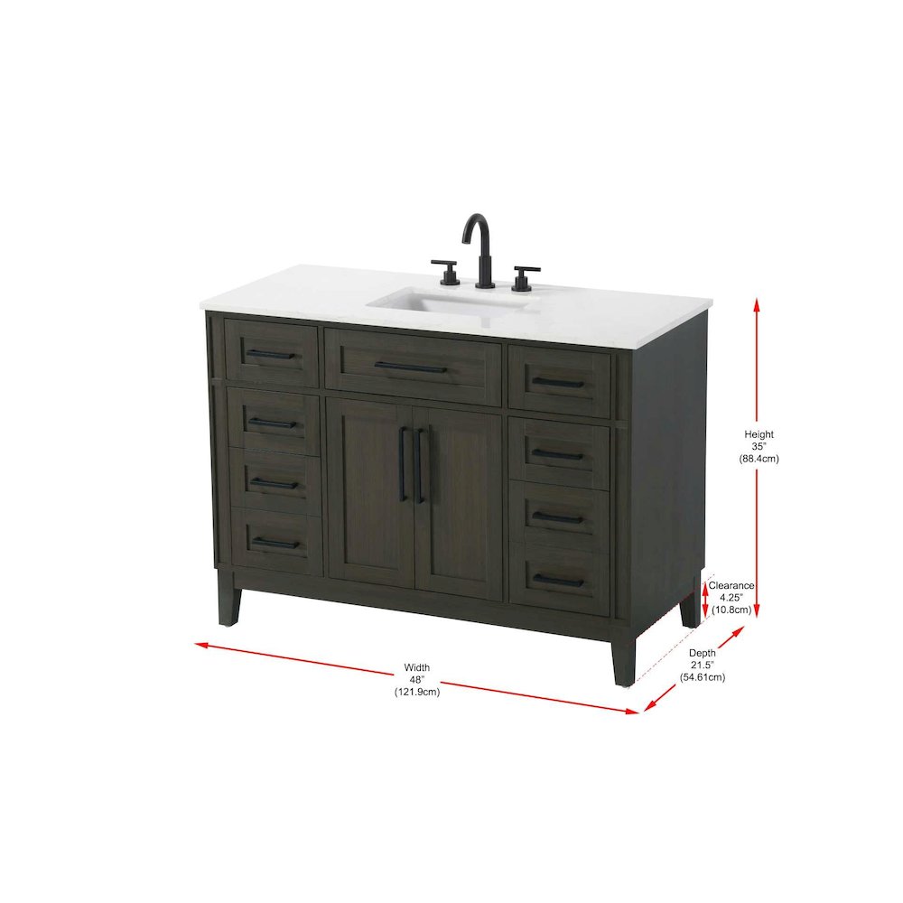 48 inch Single Bathroom Vanity in Mocha Brown. Picture 8
