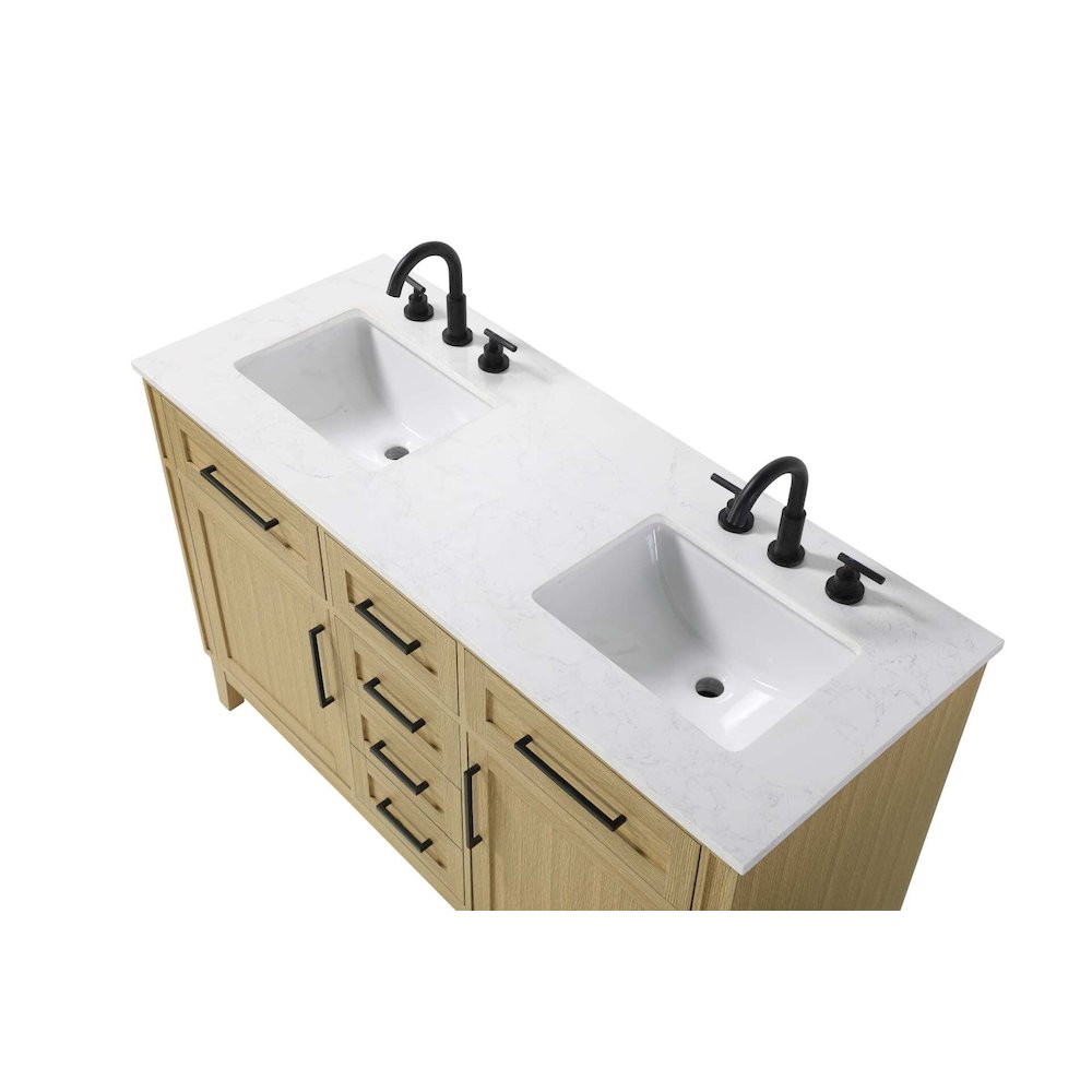 54 inch Double Bathroom Vanity in Honey Brown. Picture 3