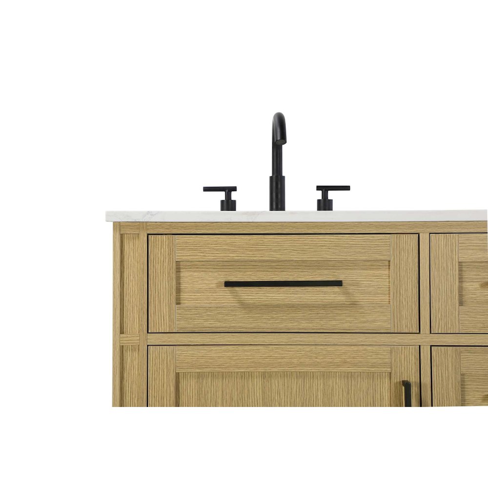 54 inch Double Bathroom Vanity in Honey Brown. Picture 5