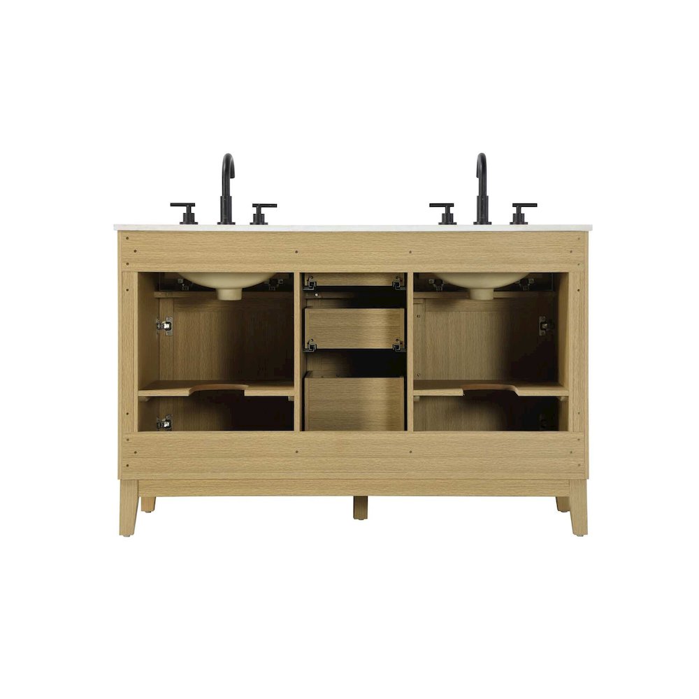 54 inch Double Bathroom Vanity in Honey Brown. Picture 7