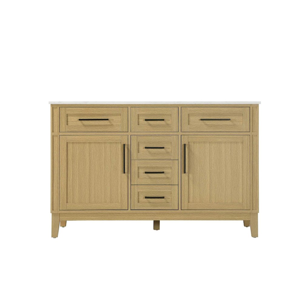 54 inch Double Bathroom Vanity in Honey Brown. Picture 9