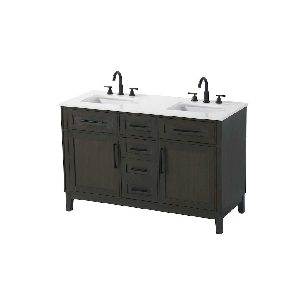 54 inch Double Bathroom Vanity in Mocha Brown. Picture 1