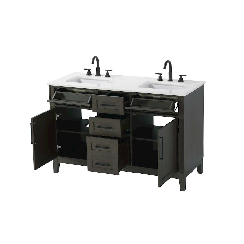 54 inch Double Bathroom Vanity in Mocha Brown. Picture 2