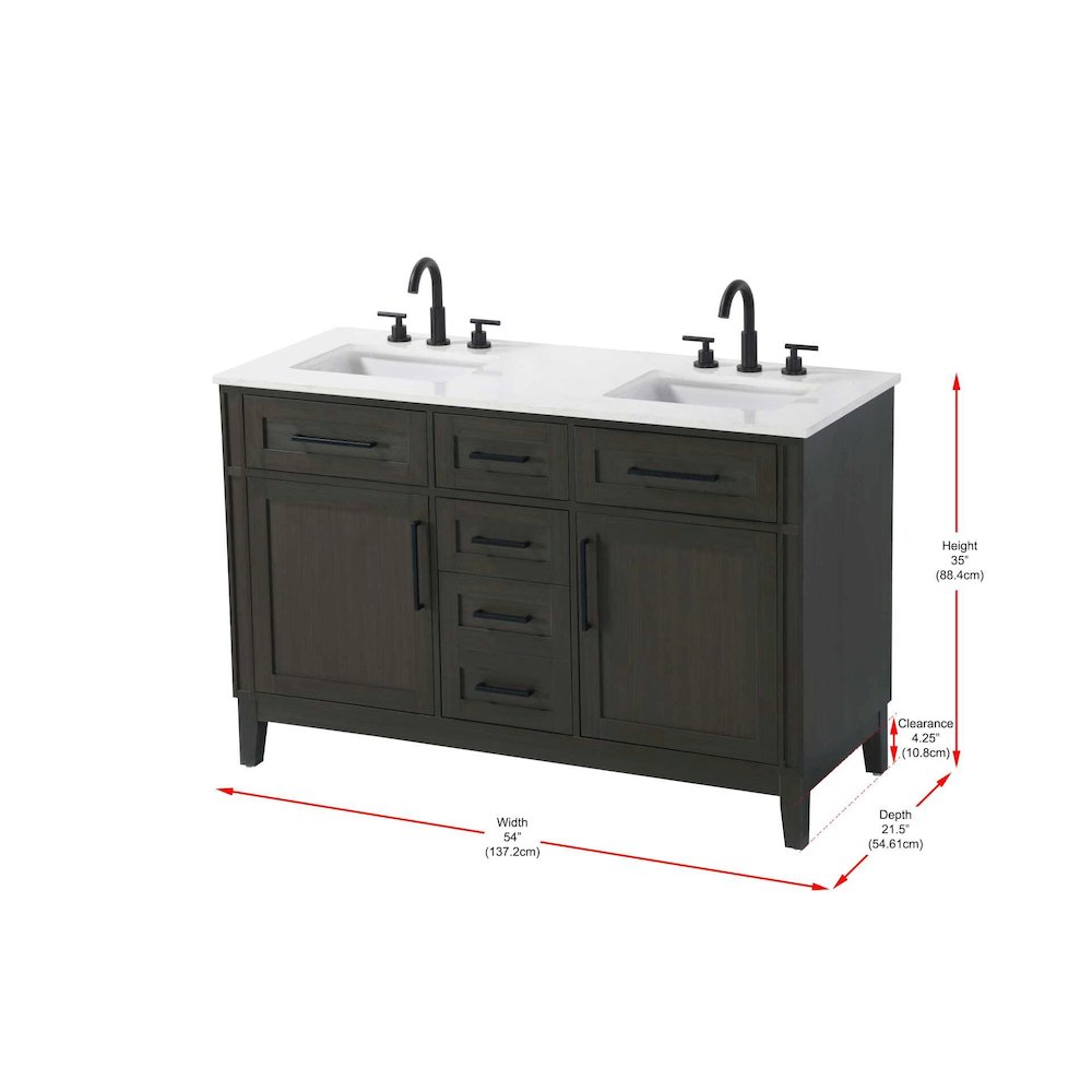 54 inch Double Bathroom Vanity in Mocha Brown. Picture 8