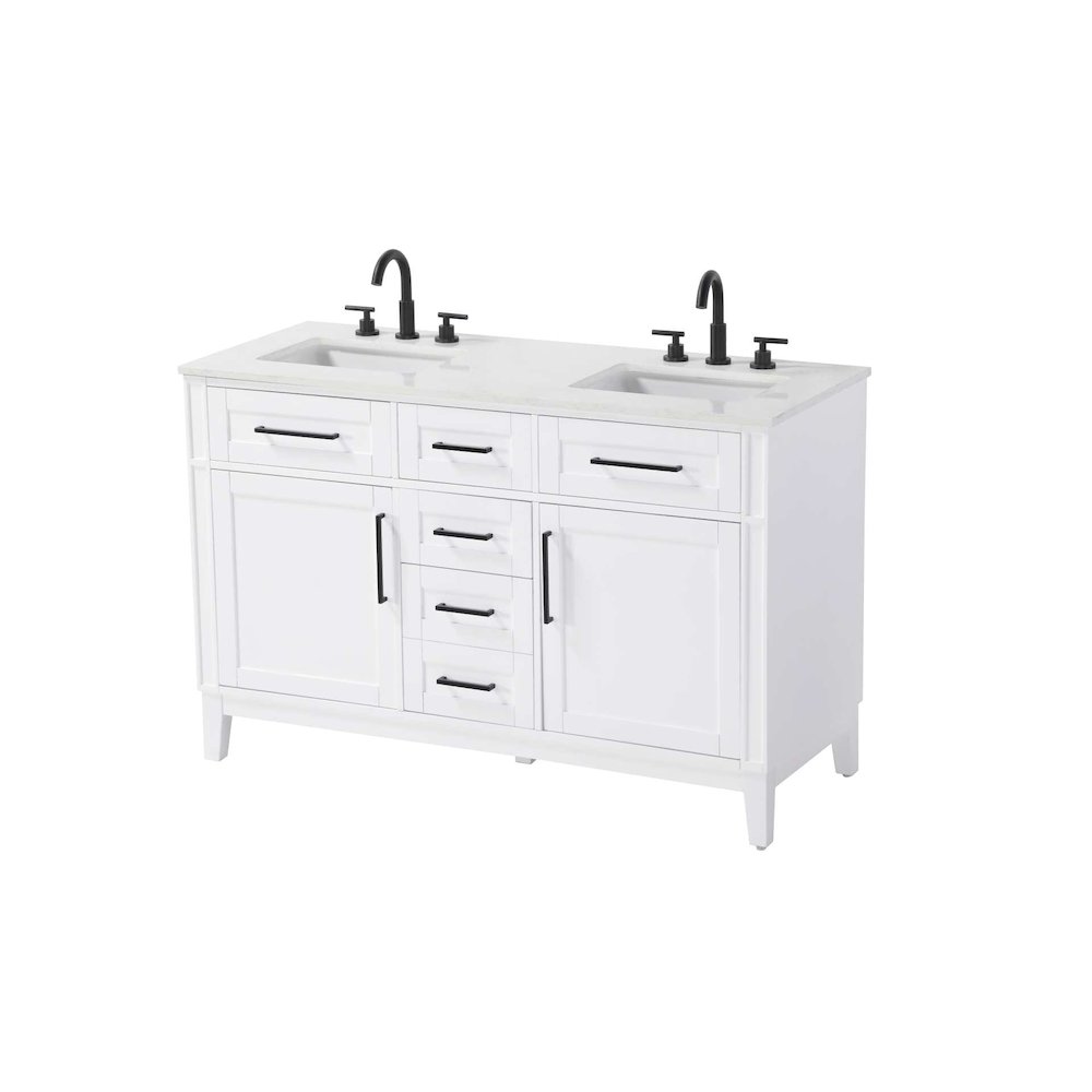 54 inch Double Bathroom Vanity in White. Picture 1