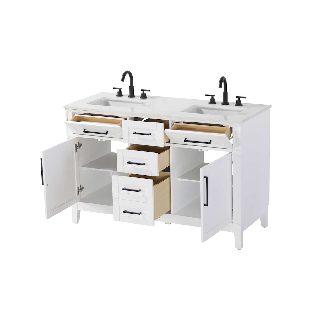 54 inch Double Bathroom Vanity in White. Picture 2