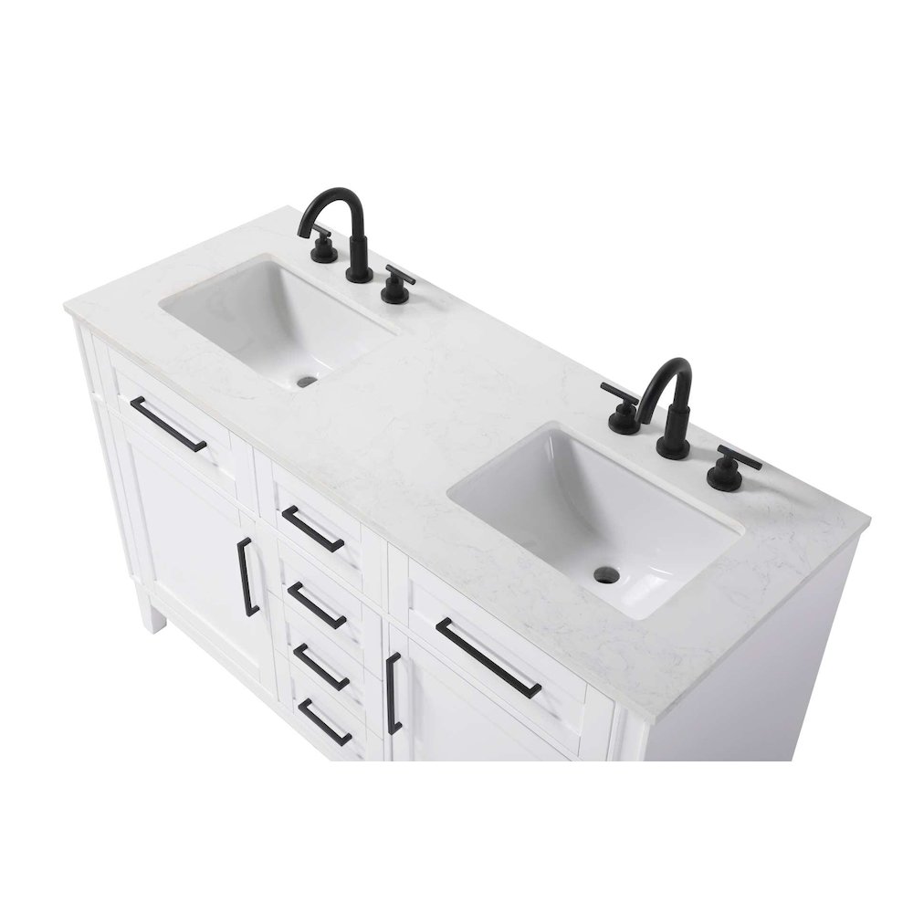 54 inch Double Bathroom Vanity in White. Picture 3