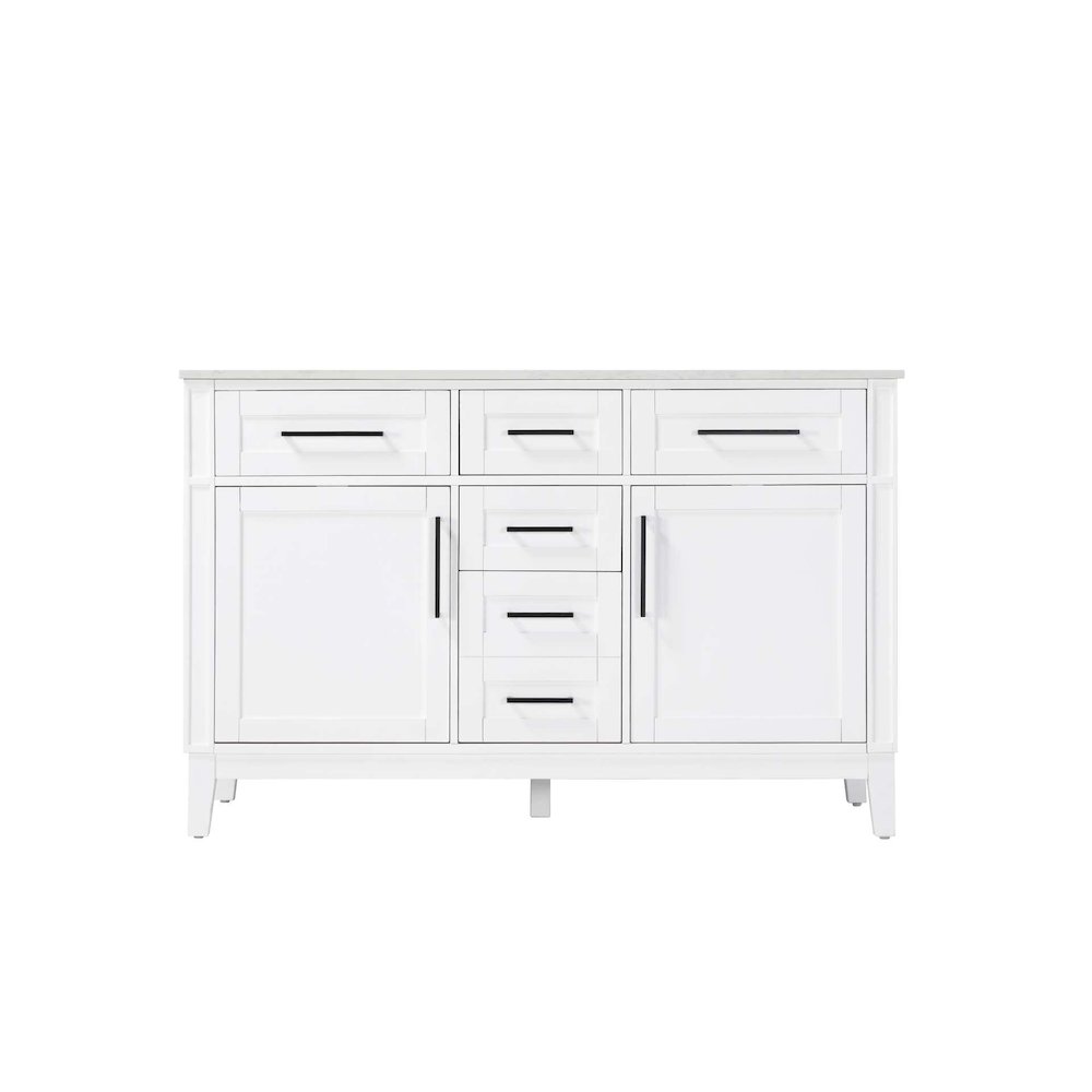 54 inch Double Bathroom Vanity in White. Picture 9