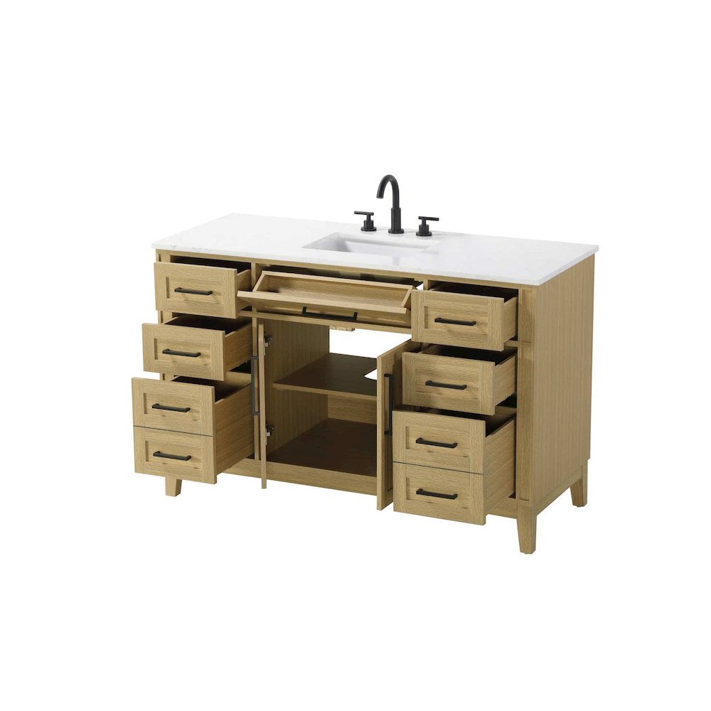 54 inch Single Bathroom Vanity in Honey Brown. Picture 2