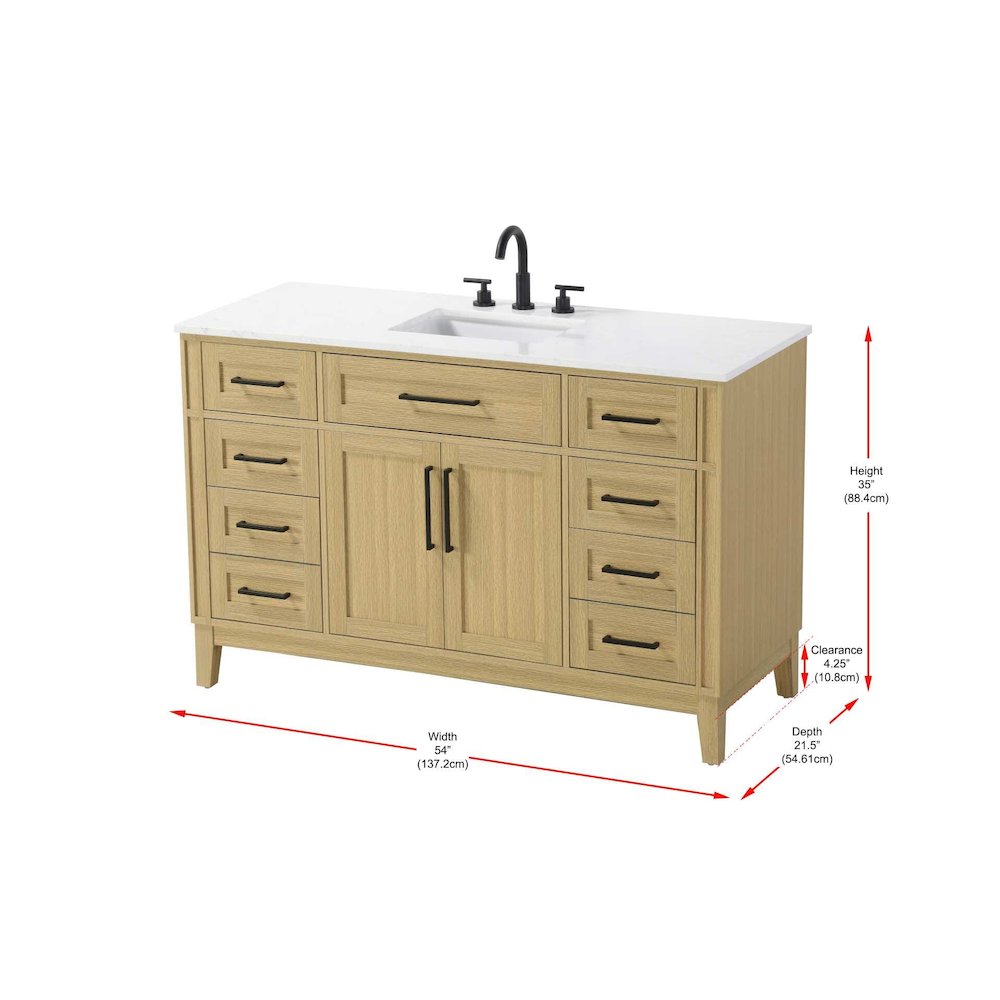 54 inch Single Bathroom Vanity in Honey Brown. Picture 8