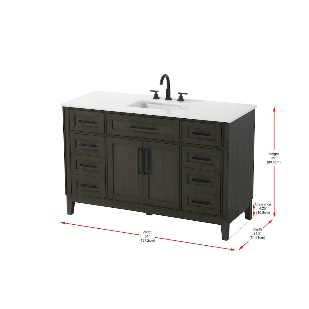 54 inch Single Bathroom Vanity in Mocha Brown. Picture 8