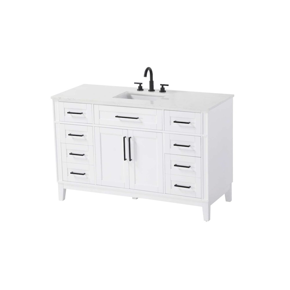 54 inch Single Bathroom Vanity in White. Picture 1