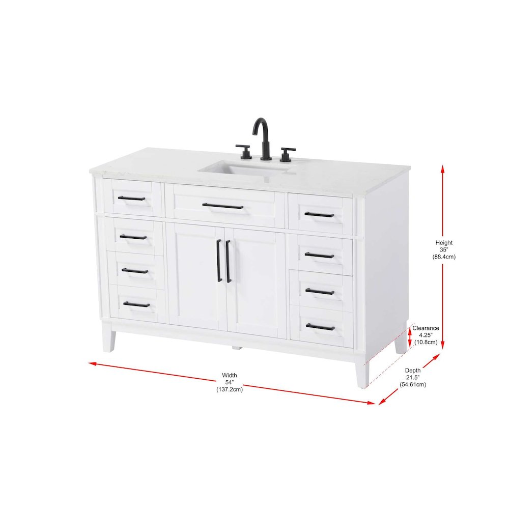 54 inch Single Bathroom Vanity in White. Picture 8